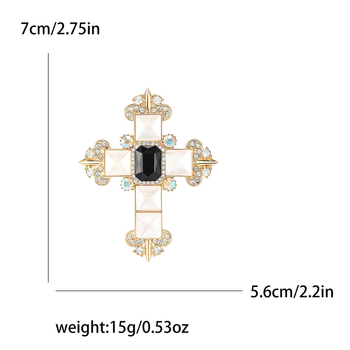 Ιαπωνική και Κορεάτικη Μόδα Vintage Σταυρός με Στρας Καρφίτσα Μπαρόκ Στυλ Διακριτικό Κοστούμι Παλτό Κομψό Πουλόβερ Αξεσουάρ
