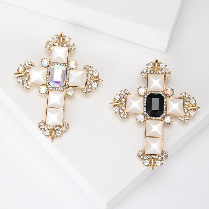 Moda japoneză și coreeană Vintage cruce stras broșă stil baroc distinctiv costum haină elegantă pulover accesorii