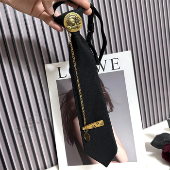 Vintāžas brūnas kaklasaites sieviešu bronzas ķēdes lāča apaļa galvas adata dekoratīva universāla kaklasaite bez kaklasaites