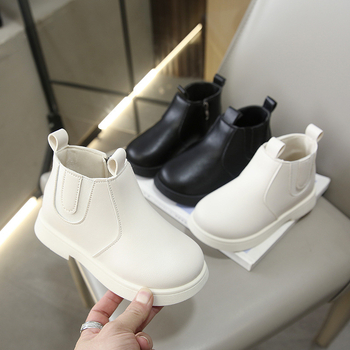 Bērnu īsie zābaki, jauns stils 2025. gada pavasarī un rudenī, mazi un vidēji bērnu viengabala zābaki, meiteņu ādas zābaki, bērnu britu stila modes zābaki, tendences