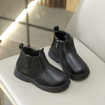 Bērnu īsie zābaki, jauns stils 2025. gada pavasarī un rudenī, mazi un vidēji bērnu viengabala zābaki, meiteņu ādas zābaki, bērnu britu stila modes zābaki, tendences