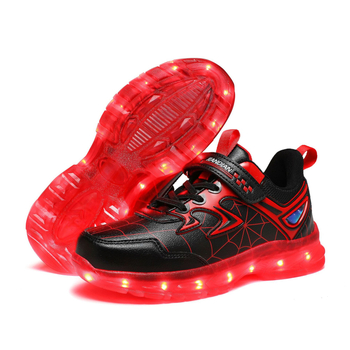 Χονδρική πώληση παιδικών αθλητικών παπουτσιών με LED, φόρτιση, πολύχρωμα φώτα, φωτεινά παπούτσια, αγόρια, παπούτσια αράχνης επτά
