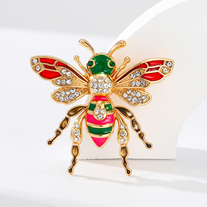 Mados bičių sagės, moteriškų drabužių aksesuarai, dažyti emalio aliejaus lašeliais, deimantiniai vabzdžių segtukais, sandėlyje, didmeninė prekyba