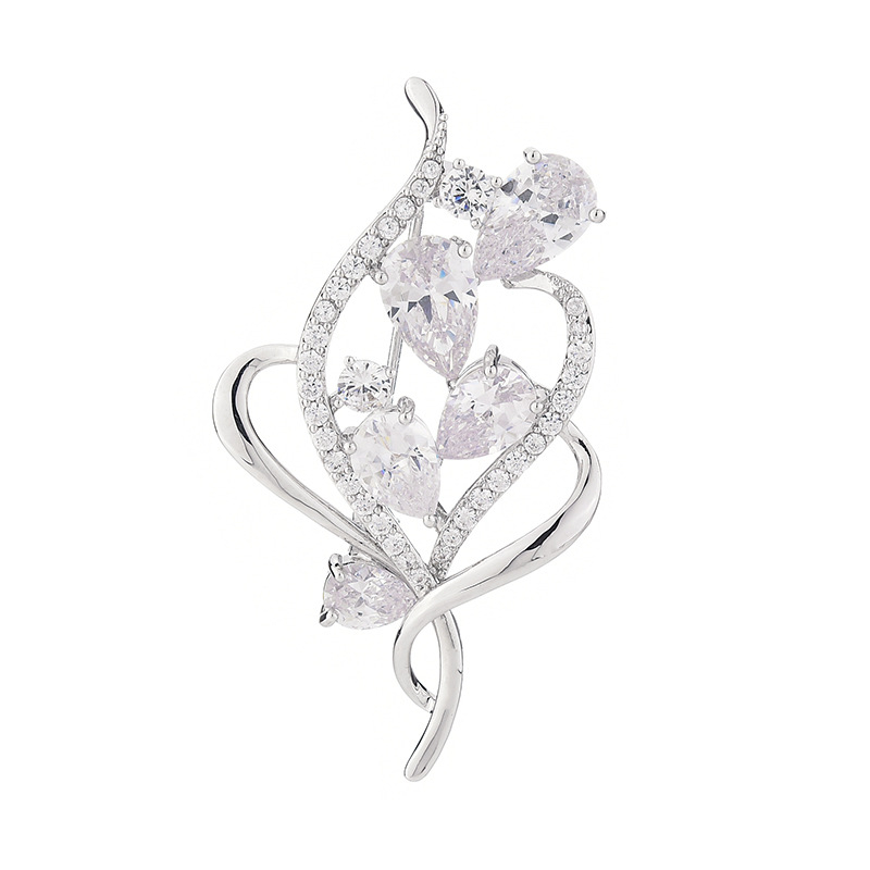 Madingos vario mikroinkrustuotos cirkonio sagės moteriškas megztinis su segtuku, šaliko sagtimi, kūrybinga gėlių sagė, didmeninė prekyba