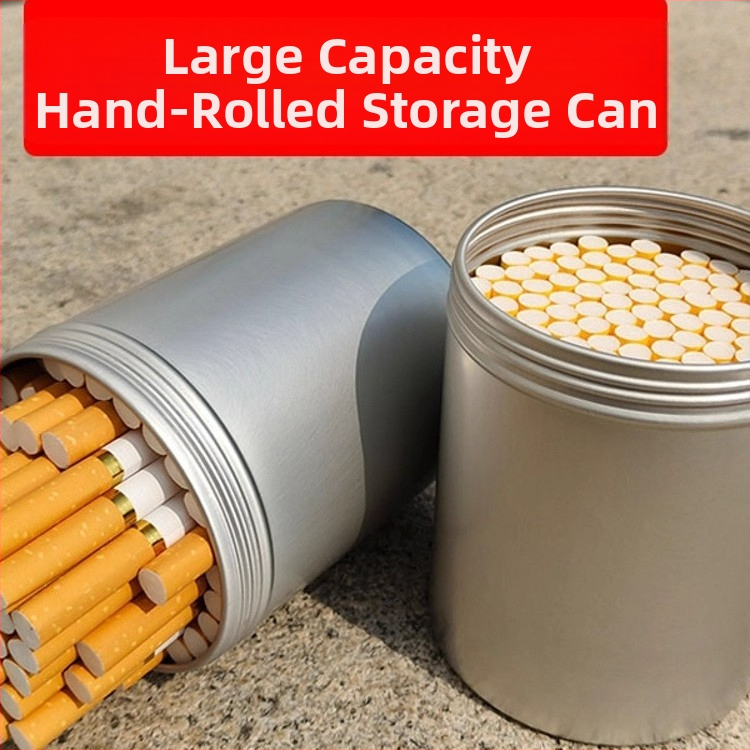 Didelės talpos cigarečių skardinė, 80 vnt., apvali, sandari, drėgmei atspari, drėgmę palaikanti aliuminio skardinė, cigarečių dėžutė, šiurkšti ir smulki cigaretė, universalus cigarečių skardinės cilindras