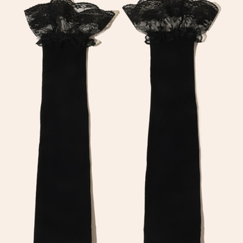 Naujos vasaros moteriškos ilgomis rankovėmis komplektas jojimo pirštinėms su apsauga nuo saulės, saldžiomis nėriniuotomis rankovėmis.