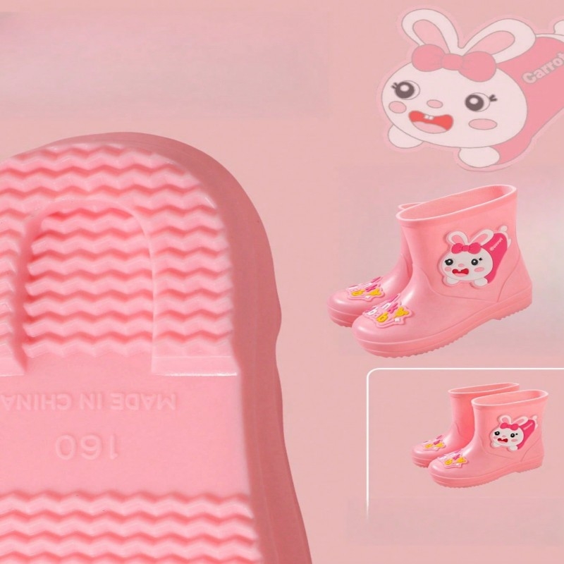 Multfilmu bērnu trušu lietus zābaki bērnudārzam, mazuļiem, ūdensnecaurlaidīgi apavi, lieliem bērniem, neslīdoši lietus zābaki, gumijas apavi vairumtirdzniecībā