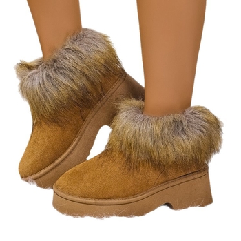 Γυναικείες μπότες χιονιού μεγάλου μεγέθους με χοντρή σόλα, Φθινόπωρο και Χειμώνας 2025, Νέες μπότες χιονιού με επένδυση από σουέτ και φλις, νέες στυλ για γυναίκες