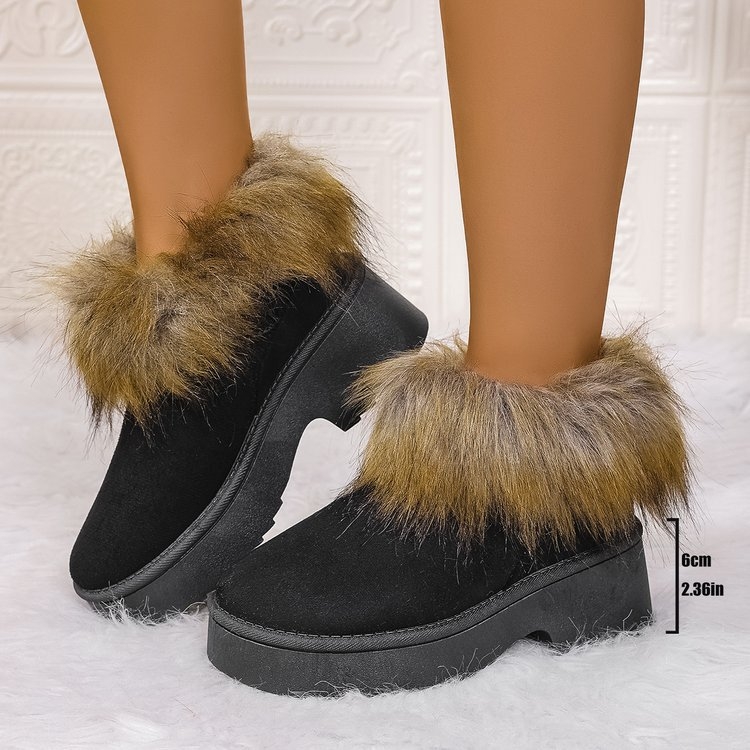 Didelio dydžio, storapadžiai moteriški sniego batai, 2025 m. rudens ir žiemos naujo stiliaus, zomšiniai, su fliso pamušalu ir storintais moteriškais sniego batais