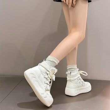 Γυναικεία βελούδινα παπούτσια χιονιού από διασημότητες στο διαδίκτυο, ζεστά βαμβακερά παπούτσια από παχύρρευστο ύφασμα, χειμωνιάτικα δημοφιλή παπούτσια Bread Shoes από το 2024, κοντά παπούτσια Martin