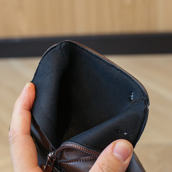 2024. gada rudens un ziemas jauni korejiešu stila meiteņu Martina zābaki, modes mīksti apakšdaļas bērnu ādas zābaki ar sānu rāvējslēdzēju mazām meitenēm, viengabalaini zābaki