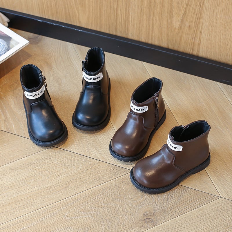 2024 Toamna și iarna Noul stil coreean pentru fete Martin Boots Fashion Soft Bottom copii din piele cu fermoar lateral pentru fete mici