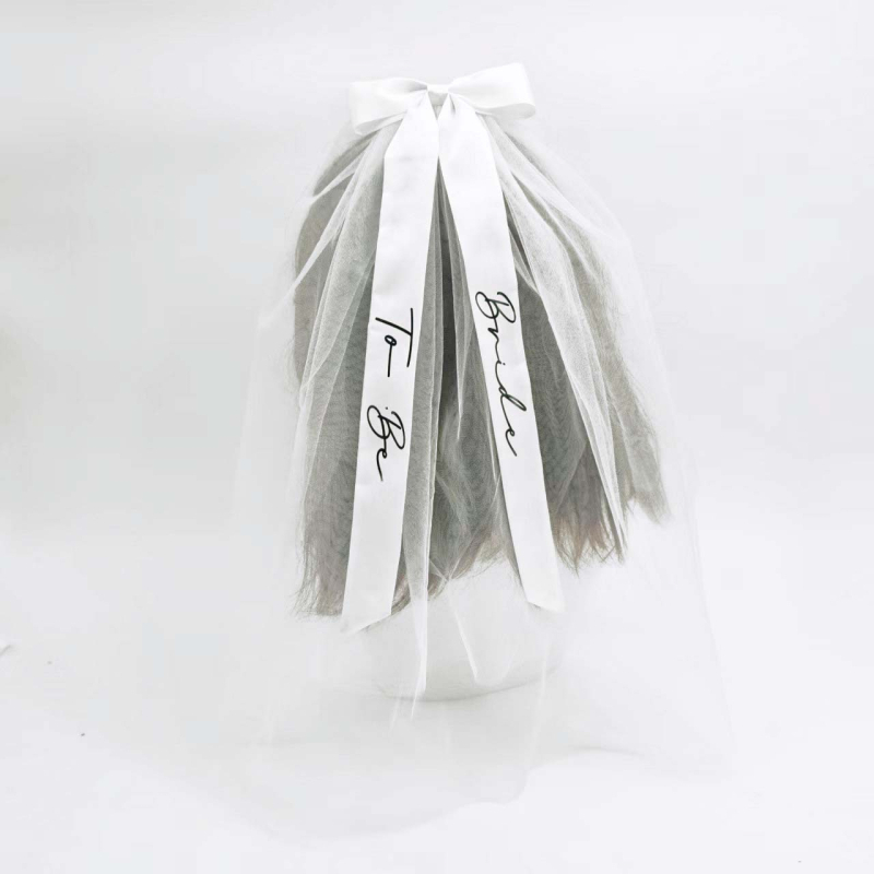 Нов булчински воал с топъл печат за сватбено тържество, воал за булка и шаферка, комплект панделка за очила