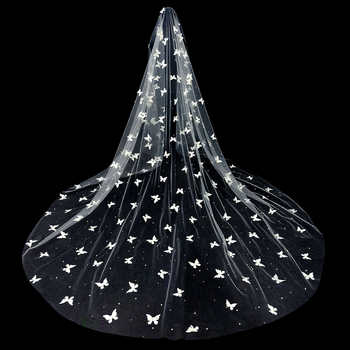 Булчински сватбен основен сватбен воал Супер фея Мори Перла пеперуда воал сватбена атмосфера стрелба воал прическа