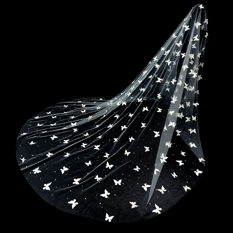 Булчински сватбен основен сватбен воал Супер фея Мори Перла пеперуда воал сватбена атмосфера стрелба воал прическа