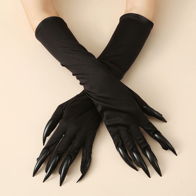 Mănuși lungi cu unghii, mănuși de Halloween, mâneci, mănuși de vampir, mănuși de vrăjitoare, mănuși cu gheare de fantomă, negre