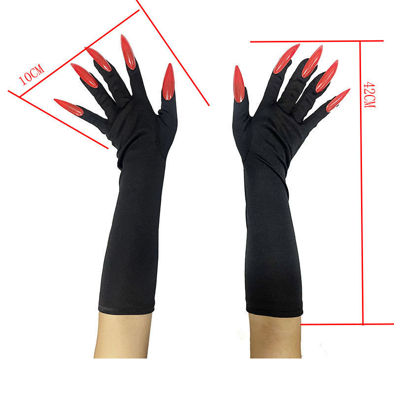 Ilgos nagų pirštinės Helovino pirštinės Rankovės Vampyro pirštinės Raganos pirštinės Cos Vaiduoklio nago pirštinės Juodos