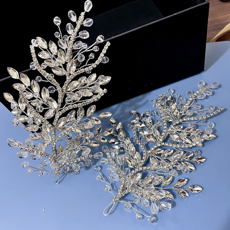 2025 m. naujas rankų darbo cirkonio galvos apdangalas, vestuvinės suknelės plaukų aksesuarai, šoniniai aksesuarai, blizganti vestuvinė suknelė, plaukų vainikas, DZ25