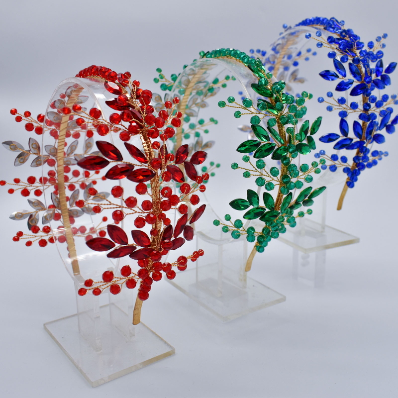 Užsienio prekybos rankų darbo plaukų aksesuarai, vestuvinė galvos juosta, plaukų lyginimo galvos apdangalas, mėlyni cirkonio krištolo vestuvių aksesuarai, spalvoti deimantai, DZ097