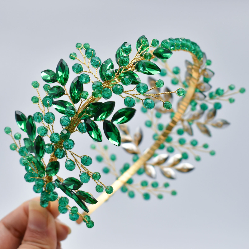 Užsienio prekybos rankų darbo plaukų aksesuarai, vestuvinė galvos juosta, plaukų lyginimo galvos apdangalas, mėlyni cirkonio krištolo vestuvių aksesuarai, spalvoti deimantai, DZ097