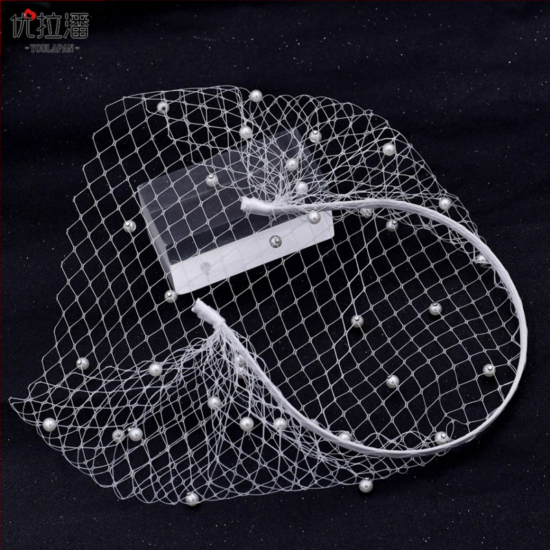 Ulapan Va08 Европейски и американски перлен воал с мъниста, мрежеста лента за глава, булчински аксесоари за абитуриентски бал