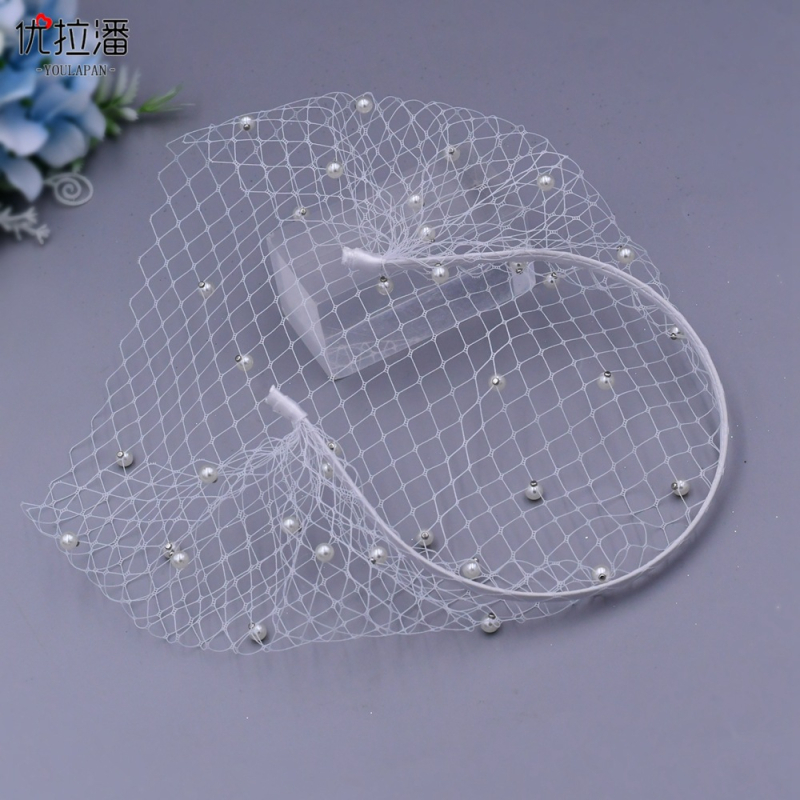 Ulapan Va08 Европейски и американски перлен воал с мъниста, мрежеста лента за глава, булчински аксесоари за абитуриентски бал