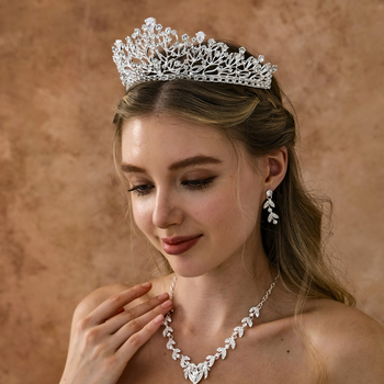 Europietiškos ir amerikietiškos nuotakos tiara, cirkonio karūna, vestuvių aksesuarai, vakarėlių suknelių aksesuarai, elegantiška, lengva, prabangi lydinio krištolo karūna