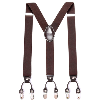 Vyrams skirtos reguliuojamo ilgio, elastinės, Y formos petnešėlės, kurias galima įsigyti iš užsienio, su 6 segtukų dirželiais (nebūtina).