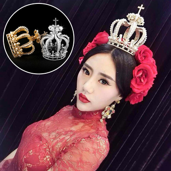 Korėjietiškos nuotakos perlų galvos apdangalas, europietiškas ir amerikietiškas prabangus kalnų krištolas, korėjietiškos karūnos su didele karūna vestuvių galvos apdangalų gamintojai, didmeninė prekyba