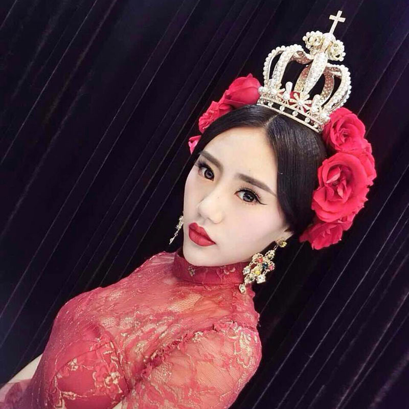 Korėjietiškos nuotakos perlų galvos apdangalas, europietiškas ir amerikietiškas prabangus kalnų krištolas, korėjietiškos karūnos su didele karūna vestuvių galvos apdangalų gamintojai, didmeninė prekyba