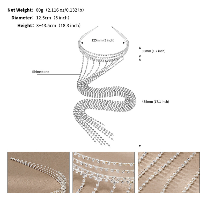 Europietiškos ir amerikietiškos tarpvalstybinės papuošalų dizaino galvos juostos moterims, perdėtos vakarėlių plaukų aksesuarai, plaukų skylės, madingos pintos cirkonio kutais puoštos galvos juostos