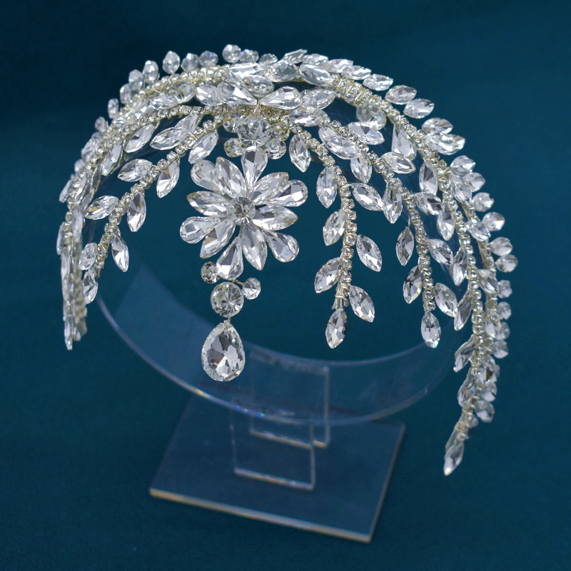 Väliskaubanduse originaalne uus pruudi peakate, käsitsi valmistatud rhinestones summa keti ripats juuksepael pulmakleidi aksessuaarid DZ009