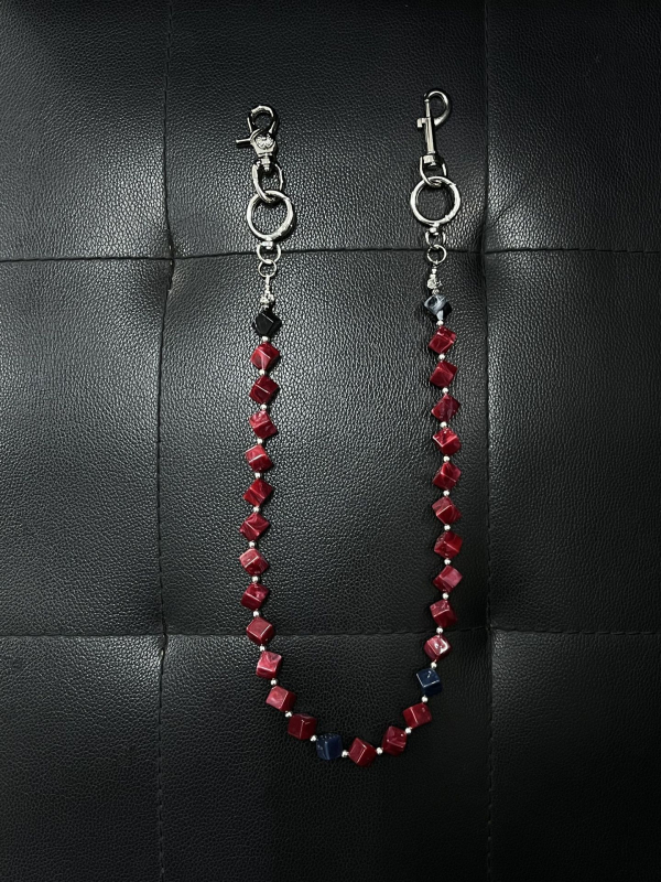 Eiropas un Amerikas pārrobežu rotaslietas tintes sarkanas krelles melnas krelles bikšu ķēde augstas klases hiphopa tendences panka stila vidukļa ķēde vīriešiem un sievietēm piekaramā ķēde