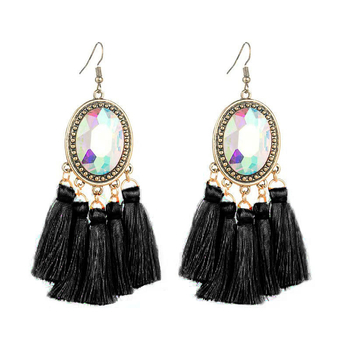 Трансгранични горещи цветни диамантени обеци с пискюли, висок клас ретро етнически стил, дамски бижута в бохемски стил