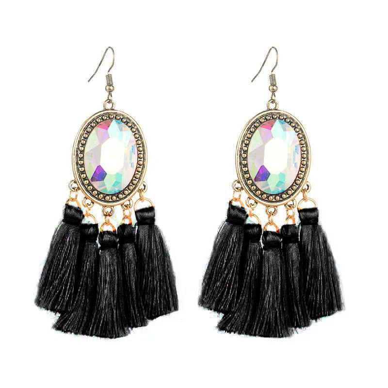 Σκουλαρίκια με φούντες και διαμάντια σε έντονο χρώμα, υψηλής ποιότητας ρετρό σκουλαρίκια σε έθνικ στιλ, γυναικεία κοσμήματα μποέμ στυλ