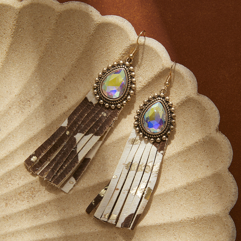 Σκουλαρίκια με φούντες και διαμάντια σε έντονο χρώμα, υψηλής ποιότητας ρετρό σκουλαρίκια σε έθνικ στιλ, γυναικεία κοσμήματα μποέμ στυλ