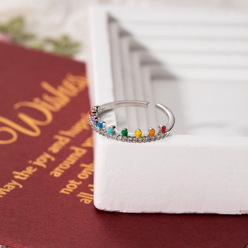 Francia romantikus zománc macaron nyitott egyszerű fülkegyűrű nőknek, édes, friss és luxus kézi ékszerek