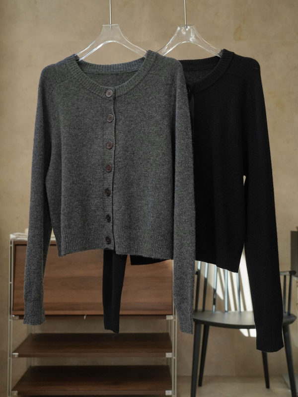 Lufu žieminis Naujas Pietų Korėjos Dongdaemun vilnonis apvalios kaklo megztas laisvas, minkštas, šiltas moteriškas kardiganas