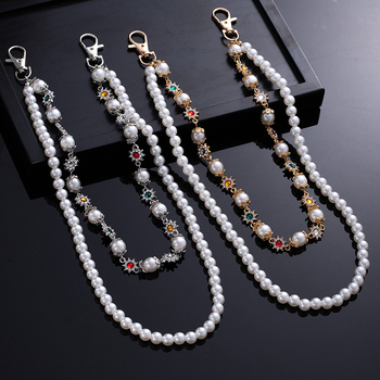 Ευρωπαϊκή και αμερικανική πανκ χιπ χοπ διπλής στρώσης μαργαριταρένια αλυσίδα μέσης με λουλούδι σε χρώμα διαμαντιού, μοντέρνα, δροσερή αλυσίδα τζιν, γυναικεία αξεσουάρ