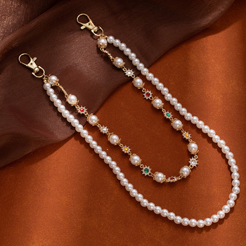 Ευρωπαϊκή και αμερικανική πανκ χιπ χοπ διπλής στρώσης μαργαριταρένια αλυσίδα μέσης με λουλούδι σε χρώμα διαμαντιού, μοντέρνα, δροσερή αλυσίδα τζιν, γυναικεία αξεσουάρ