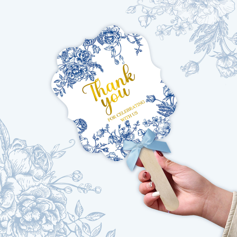 Трансграничен флорален хартиен вентилатор за сватбен подарък за парти декорация, ръчен вентилатор за сватбена благословия, декорация на стая