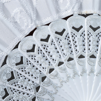 Νέα λευκή ράβδος πλαστικό κεντημένο ανεμιστήρα γάμου ανεμιστήρας χορού εξωτερικό εμπόριο πτυσσόμενο ανεμιστήρα χειροτεχνίας ανεμιστήρας σιδερένιος ασημένιος ανεμιστήρας οστών