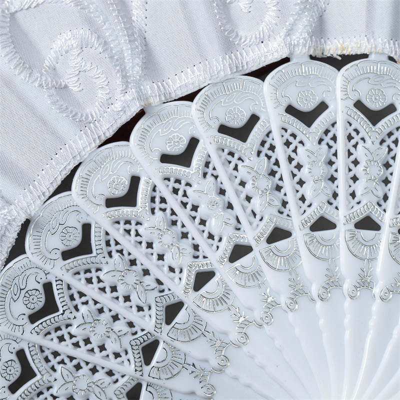 Naujas baltas strypas, plastikinis siuvinėtas vėduoklis, vestuvių vėduoklis, šokių vėduoklis, užsienio prekybos sulankstomas vėduoklis, amatų vėduoklis, geležinis, sidabrinis, vėduoklės kaulas