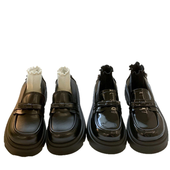 Γυναικεία μοκασίνια βρετανικού στιλ με χοντρή σόλα 2025, νέα μόδα, ιαπωνικό στυλ, στυλ Jk Preppy, μικρά δερμάτινα παπούτσια που αυξάνουν το ύψος