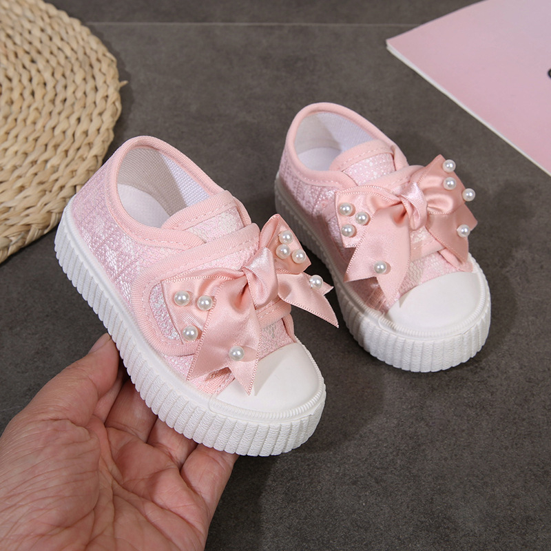Meiteņu pavasara un rudens audekla apavi Jauni mīkstas zoles meiteņu apavi Bērnu apavi Apavi ar bantēm Meiteņu stilīgi audekla apavi