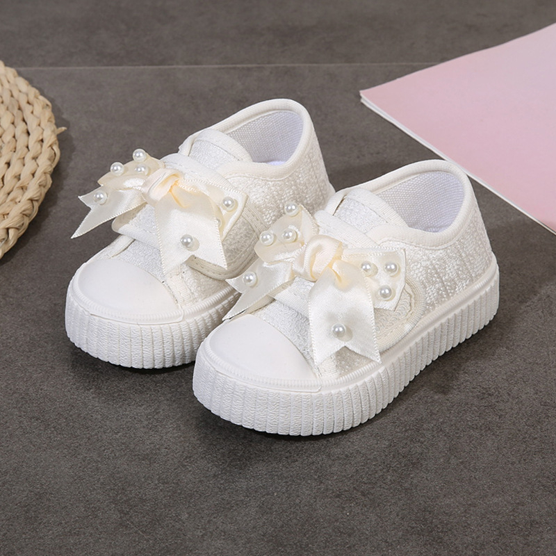 Meiteņu pavasara un rudens audekla apavi Jauni mīkstas zoles meiteņu apavi Bērnu apavi Apavi ar bantēm Meiteņu stilīgi audekla apavi