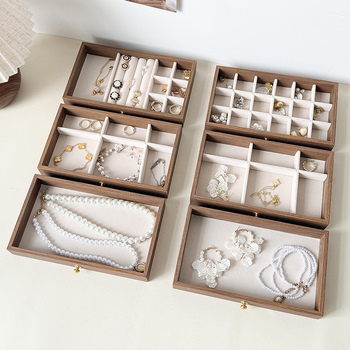 Κουτί κοσμημάτων από καρυδιά Επιτραπέζιο κουτί αποθήκευσης κοσμημάτων Ρετρό κουτί αποθήκευσης κοσμημάτων Κουτί κοσμημάτων με πολλά πλέγματα Σκουλαρίκια Κολιέ Κουτί αποθήκευσης κοσμημάτων