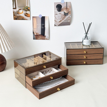 Κουτί κοσμημάτων από καρυδιά Επιτραπέζιο κουτί αποθήκευσης κοσμημάτων Ρετρό κουτί αποθήκευσης κοσμημάτων Κουτί κοσμημάτων με πολλά πλέγματα Σκουλαρίκια Κολιέ Κουτί αποθήκευσης κοσμημάτων
