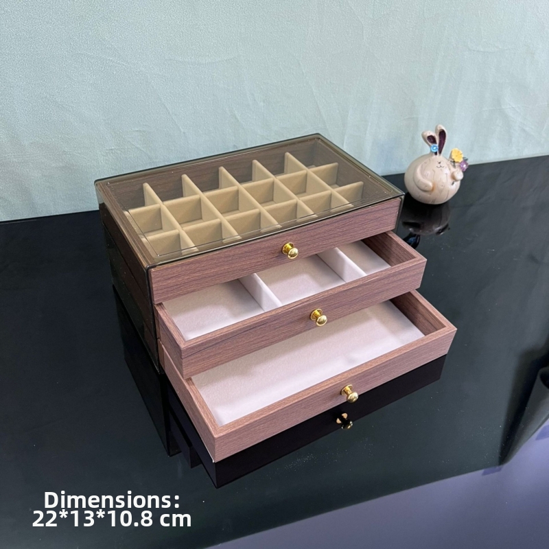 Riešutmedžio papuošalų dėžutė, stalinė, retro papuošalų laikymo dėžutė, daugiasluoksnė papuošalų dėžutė, auskarai, karoliai, papuošalų laikymo dėžutė