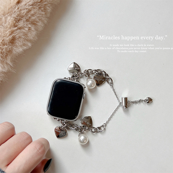 Трансгранично приложима гривна за Apple Apple Watch с перлено сърце, семпла каишка за iWatch от висок клас